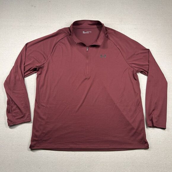 Under‎ Armour Sweater Mens 3xl 1/4 Zip Pullover Lightweight Gym Training Maroon - Picture 1 of 8